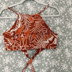 Floral Halter Crop Top - Rust